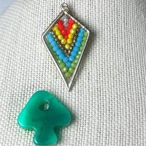 Colorful Geometric Rainbow Beaded Necklace  Pendant With Friend!